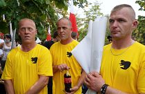 Des fermiers manifestent contre le projet de loi visant à interdire l'élevage des animaux pour leur fourrure en Pologne, le 18 septembre 2020