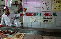 File pic: A halal butcher in France