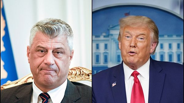 Kosova Cumhurbaşkanı Haşim Thaci (solda), ABD Başkanı Donald Trump (sağda) Kosova Cumhurbaşkanı Haşim Thaci (solda), ABD Başkanı Donald Trump (sağda)