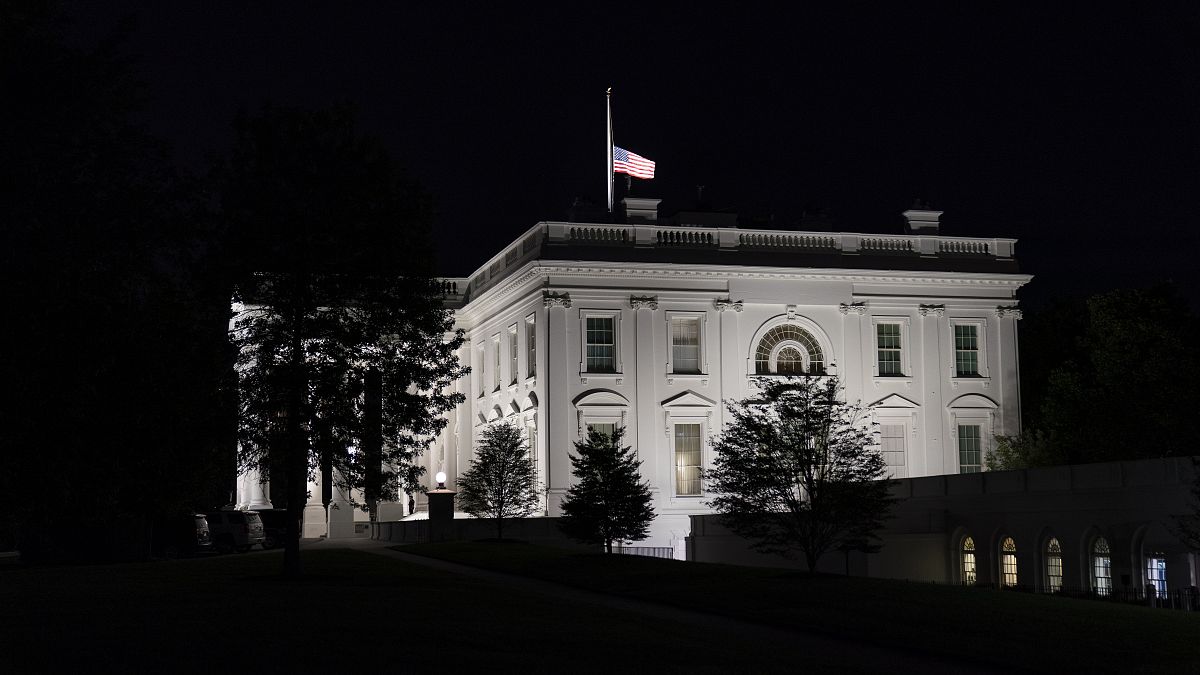 The flag at the White House flies at half-staff Friday, Sept. 18, 2020, in Washington, after the death of Supreme Court Justice Ruth Bader Ginsburg.
