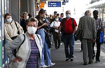 Menschen mit Masken in Deutschland im September 2020