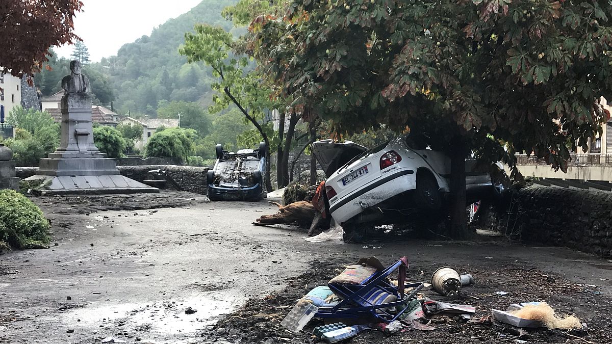 Dégâts dans la commune de Valleraugue dans le Gard en France suite aux inondations du 20 septembre 2020