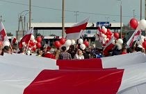 Manifestation à la frontière entre la Pologne et le Bélarus