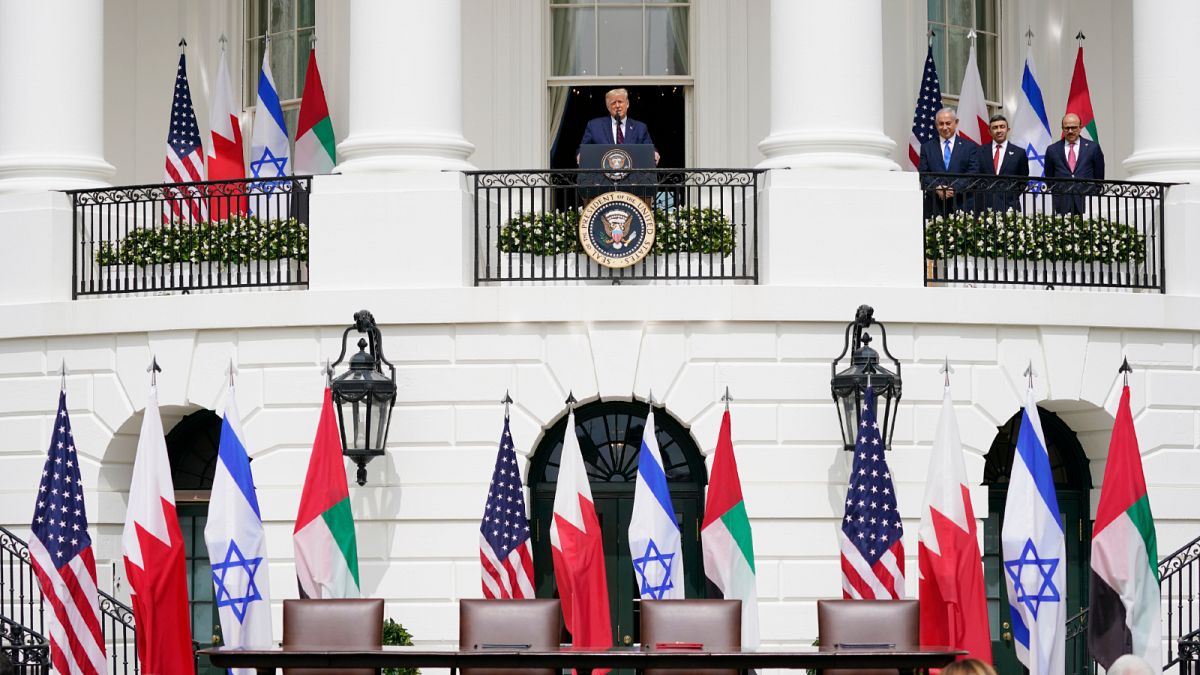 حفل توقيع اتفاقات تطبيع العلاقات مع إسرائيل في البيت الأبيض في واشنطن