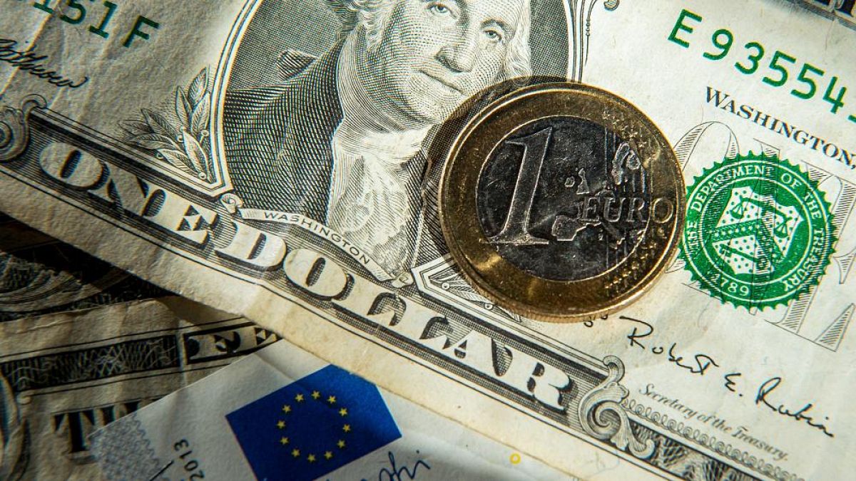 Euros and US dollar bills taken in Godewaersvelde, Northern France