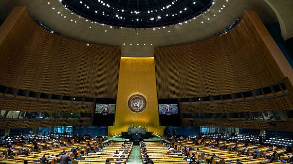 The U.N.'s first virtual meeting of world leaders started Tuesday with pre-recorded speeches from some of the planet's biggest powers, kept at home by the COVID-19 pandemic. The U.N.'s first virtual meeting of world leaders started Tuesday with pre-recorded speeches from some of the planet's biggest powers, kept at home by the COVID-19 pandemic.