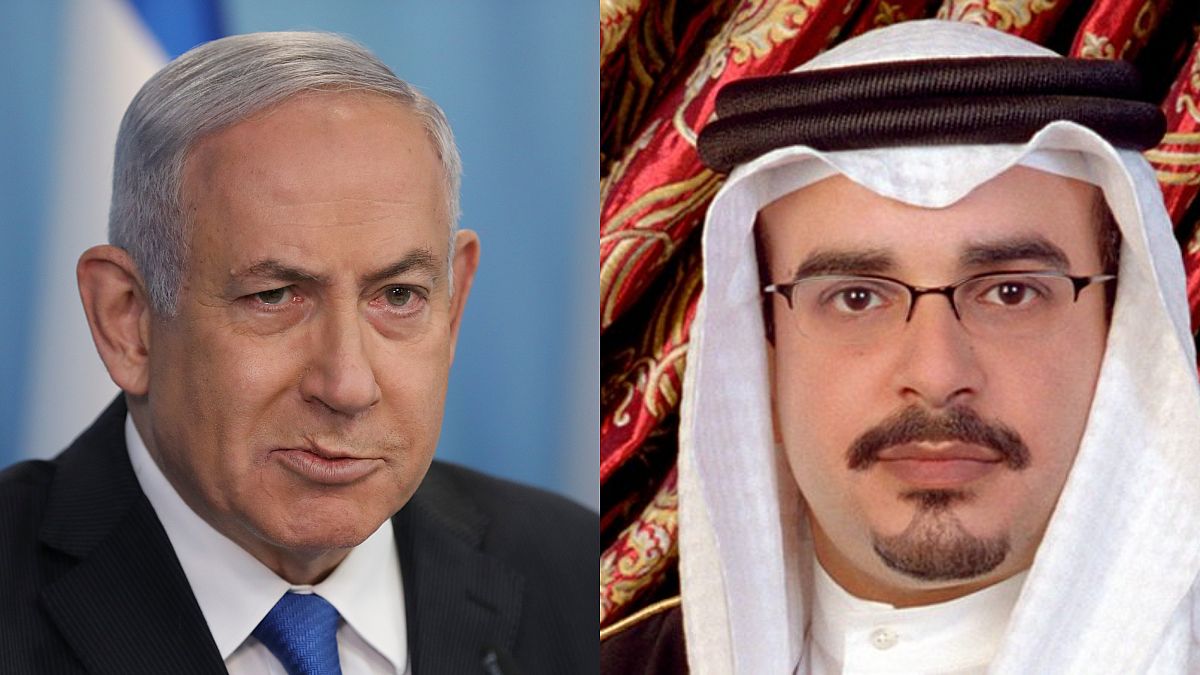 ولي عهد البحرين سلمان بن حمد آل خليفة ورئيس الوزراء الإسرائيلي بنيامين نتنياهو