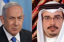 ولي عهد البحرين سلمان بن حمد آل خليفة ورئيس الوزراء الإسرائيلي بنيامين نتنياهو