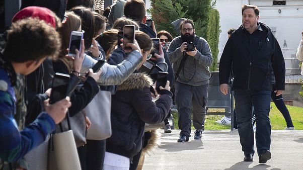 El exvicepresidente catalán Oriol Junqueras durante un permiso para trabajar como profesor en Vic, en marzo de 2020 El exvicepresidente catalán Oriol Junqueras durante un permiso para trabajar como profesor en Vic, en marzo de 2020