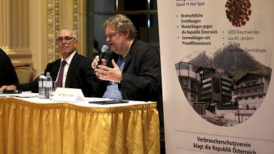 Attorney Alexander Klauser and chairman of the consumer protection association Peter Kolba, in Vienna, Austria, Wednesday, Sept. 23, 2020. Attorney Alexander Klauser and chairman of the consumer protection association Peter Kolba, in Vienna, Austria, Wednesday, Sept. 23, 2020.