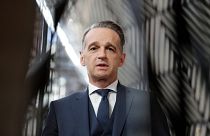 وزير الخارجية الألماني هايكو ماس يتحدث إلى الصحافة خلال اجتماع لمجلس شؤون وزراء الخارجية في بروكسل، 21 سبتمبر 2020