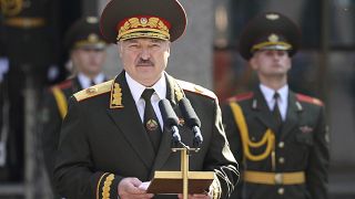 Belarusian President Alexander Lukashenko delivers a speech during his inauguration ceremony at the Palace of the Independence in Minsk, Belarus, Sept. 23, 2020.