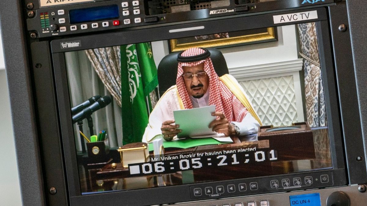 مشاركة الملك سلمان بن عبد العزيز عبر الفيديو في أعمال الجمعية العامة للأمم المتحدة في دورتها الـ75، 23 سبتمبر 2020