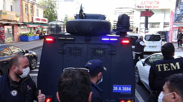 Ayhan Bilgen, the mayor of Kars, was taken away in a police van on Friday morning Ayhan Bilgen, the mayor of Kars, was taken away in a police van on Friday morning