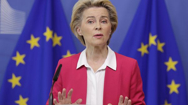 European Commission President Ursula von der Leyen on Wednesday, Sept. 23, 2020. European Commission President Ursula von der Leyen on Wednesday, Sept. 23, 2020.