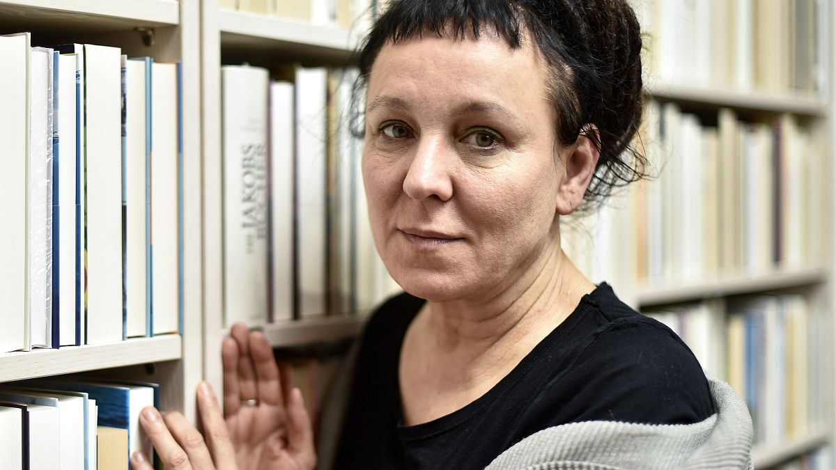 Polish writer and Nobel Prize winner Olga Tokarczuk  in Duesseldorf, Germany, on Oct. 11, 2019. 