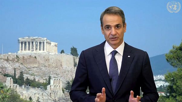Yunanistan Başbakanı Kyriakos Mitsotakis BM Genel Kurulu'na video konferans ile katıldı Yunanistan Başbakanı Kyriakos Mitsotakis BM Genel Kurulu'na video konferans ile katıldı