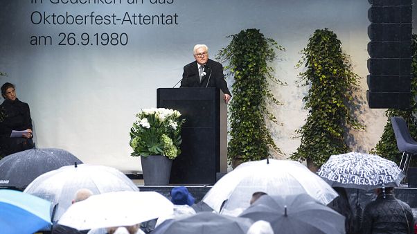 President Frank-Walter Steinmeier on the 40th anniversary of the right-wing terrorist attack on the Oktoberfest at the Theresienwiese in Munich, Germany. President Frank-Walter Steinmeier on the 40th anniversary of the right-wing terrorist attack on the Oktoberfest at the Theresienwiese in Munich, Germany.