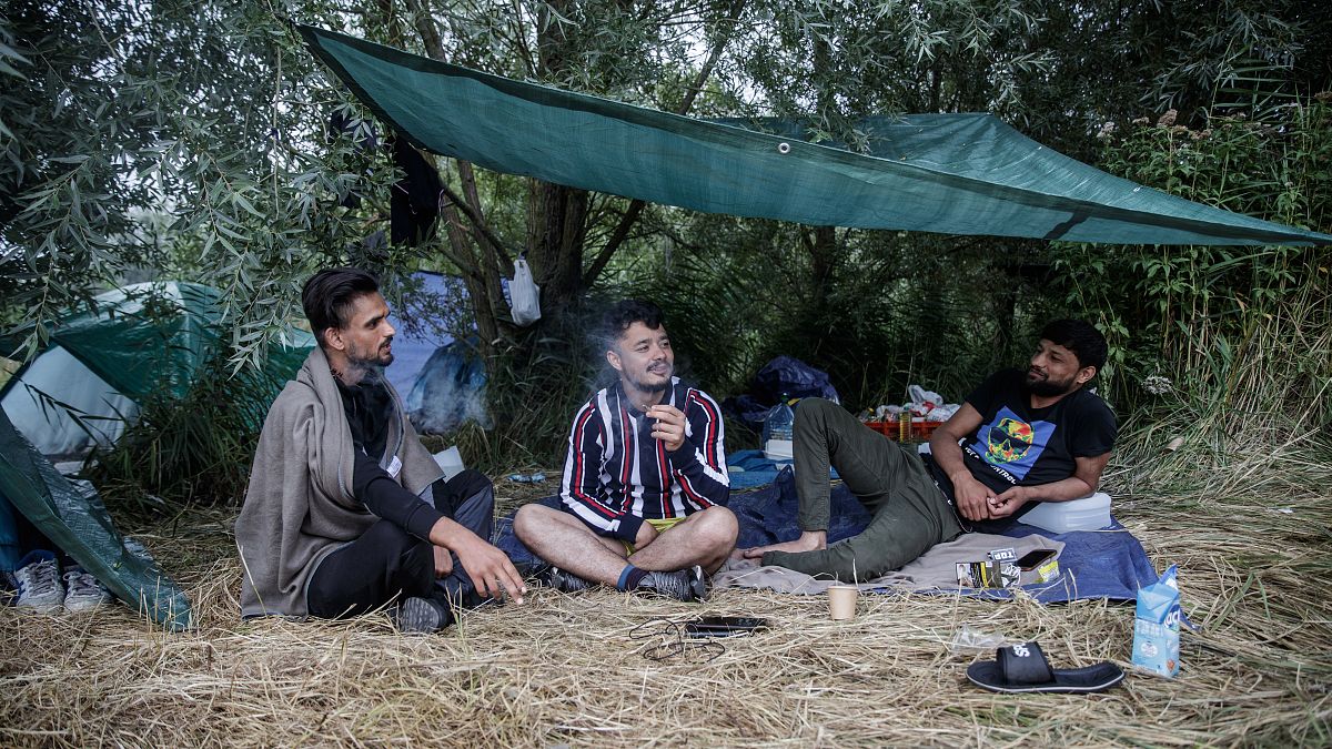 مهاجرون أفغانيون يقيمون في خيم في كالي شمال فرنسا 