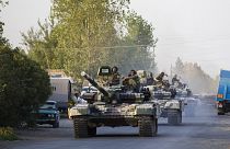 File photo: a convoy of Azerbaijan Army tanks pictured during an escalation in fighting between Azerbaijan and Armenia. August 2, 2014.