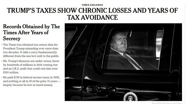 La prima pagine del New York Times. La prima pagine del New York Times.