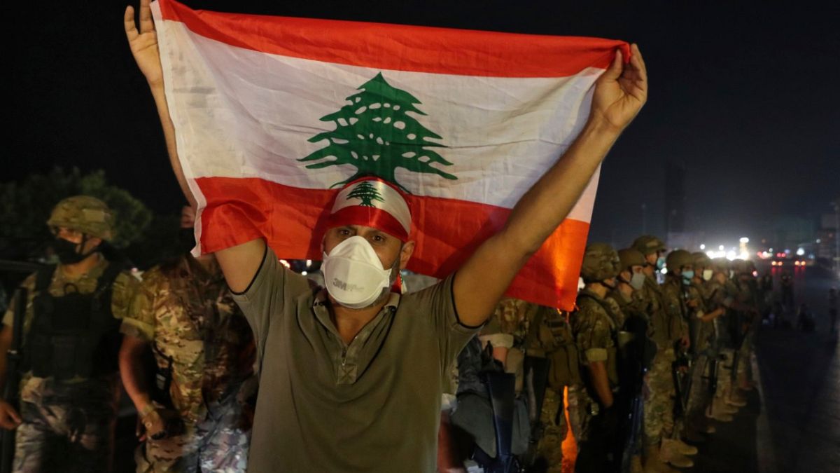 جانب من مظاهرات لبنان،  جل الديب، شمال بيروت، 27 سبتمبر 2020