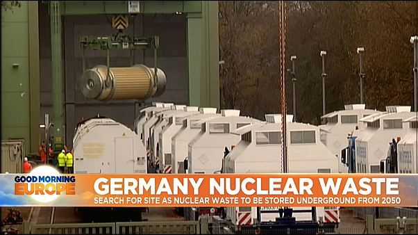 Nuclear waste being moved by trucks in Germany Nuclear waste being moved by trucks in Germany