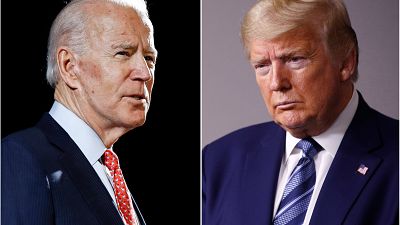 In this combination of file photos, former Vice President Joe Biden, left, and President Donald Trump