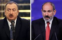 نیکول پاشینیان، نخست وزیر ارمنستان و الهام‌ علی‌اف، رئیس جمهوری آذربایجان