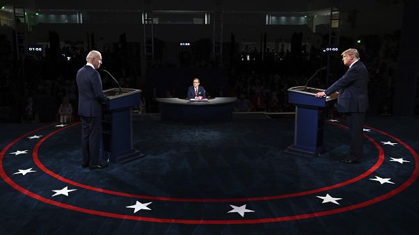 Le candidat démocrate Joe Biden et le président des Etats-Unis Donald Trump, lors de leur Premier débat à Cleveland le 29 septembre 2020. Le candidat démocrate Joe Biden et le président des Etats-Unis Donald Trump, lors de leur Premier débat à Cleveland le 29 septembre 2020.