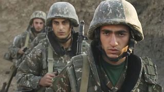 Un gruppo di militari armeni nel Nagorno-Karabakh, Azerbaigian, 29 settembre 2020