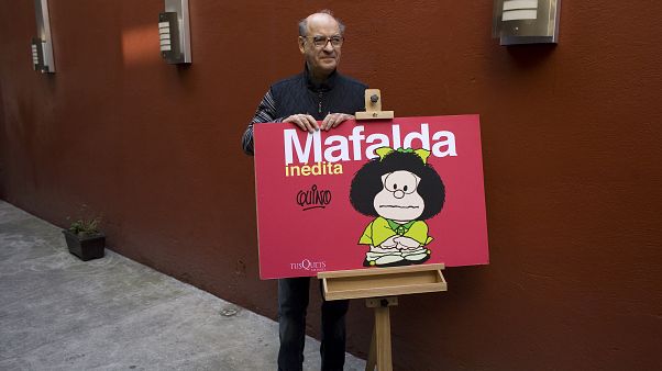 Joaquin Salvador Lavado alias Quino mit seiner bekanntesten Figur "Malfalda" Joaquin Salvador Lavado alias Quino mit seiner bekanntesten Figur "Malfalda"