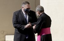 Il segretario di Stato americano Mike Pompeo al suo arrivo in Vaticano