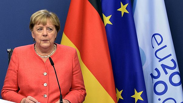 German Chancellor Angela Merkel at an EU summit in Brussels, Oct. 2, 2020. German Chancellor Angela Merkel at an EU summit in Brussels, Oct. 2, 2020.