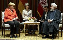 دیدار آنگلا مرکل، صدراعظم آلمان و حسن روحانی، رئیس جمهوری ایران در حاشیه نشست مجمع عمومی سازمان ملل، سال ۲۰۱۹