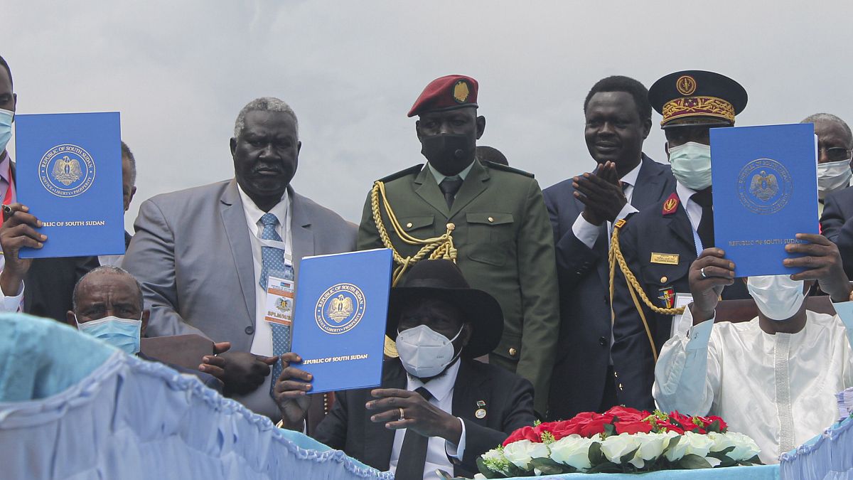 اتفاق سلام جنوب السودان الموقع في جوبا في 3 أكتوبر / تشرين الأول 2020.