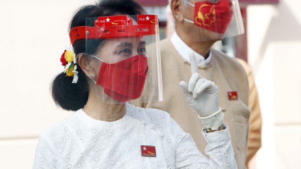 Aung San Suu Kyi lors du lancement de la campagne électorale, le 8 septembre 2020, Naypyitaw, Myanmar. Aung San Suu Kyi lors du lancement de la campagne électorale, le 8 septembre 2020, Naypyitaw, Myanmar.