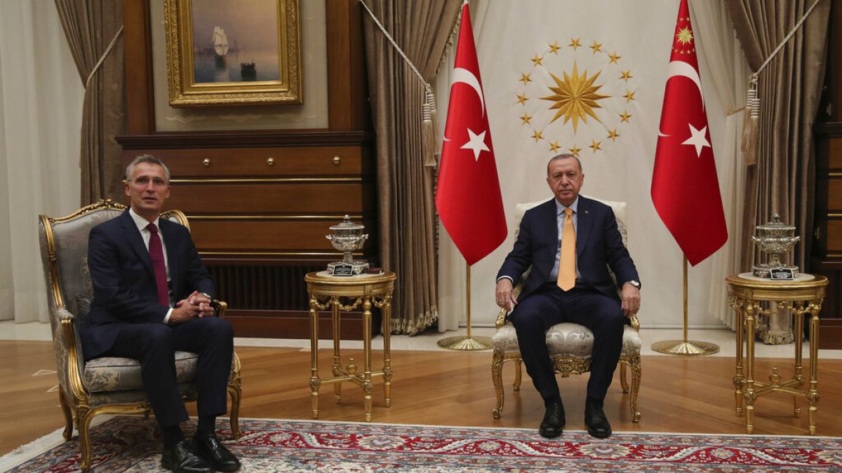 Ο Γενικός Γραμματέας του ΝΑΤΟ, Γενς Στόλτενμπεργκ, και ο πρόεδρος της Τουρκίας, Ρετζέπ Ταγίπ Ερντογάν