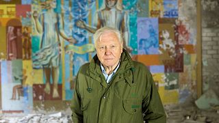 David Attenborough in Chernobyl, where the documentary begins.