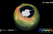 Agujero de ozono el 27 de septiembre de 2020