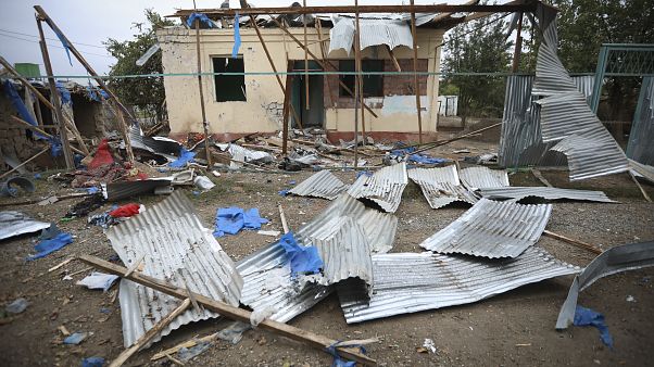 A house damaged by shelling during fighting over the region of Nagorno-Karabakh in Terter, Azerbaijan. Oct. 3, 2020. A house damaged by shelling during fighting over the region of Nagorno-Karabakh in Terter, Azerbaijan. Oct. 3, 2020.
