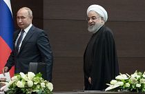 حسن روحانی، رئیس جمهوری ایران و ولادیمیر پوتین، رئیس جمهوری روسیه، آنکارا، ترکیه، ۲۰۱۹