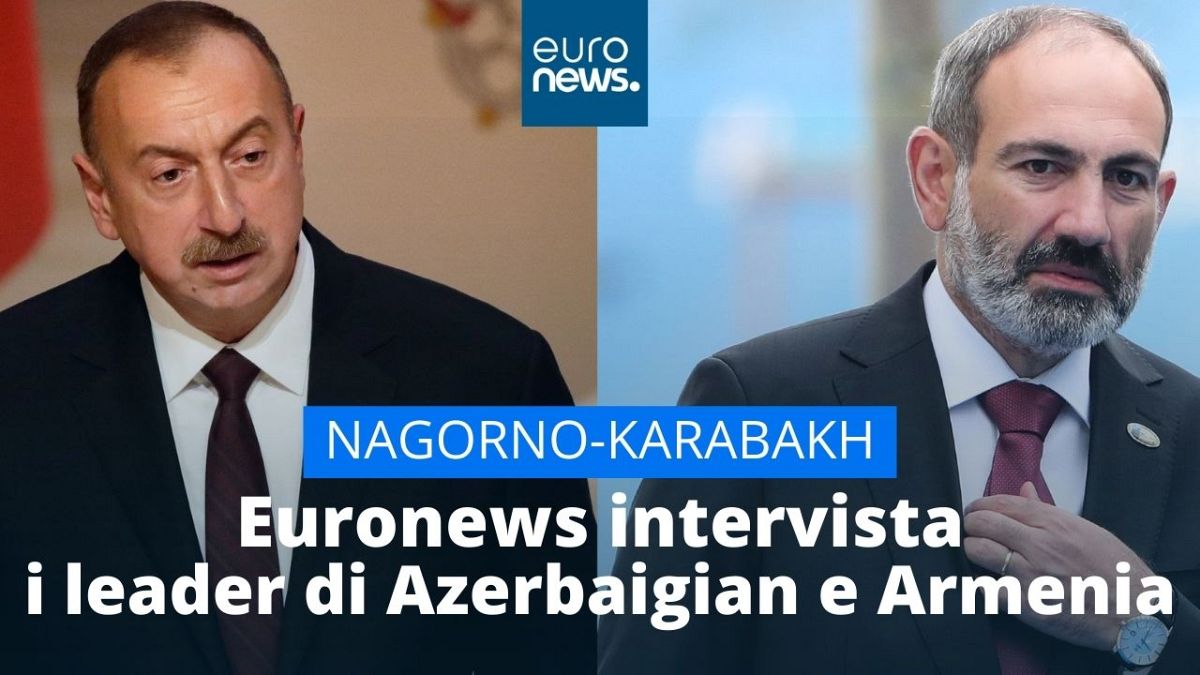 Ospiti di Euronews il presidente azero, Ilham Aliyev (a sinistra), e il primo ministro armeno, Nikol Pashinyan (a destra)