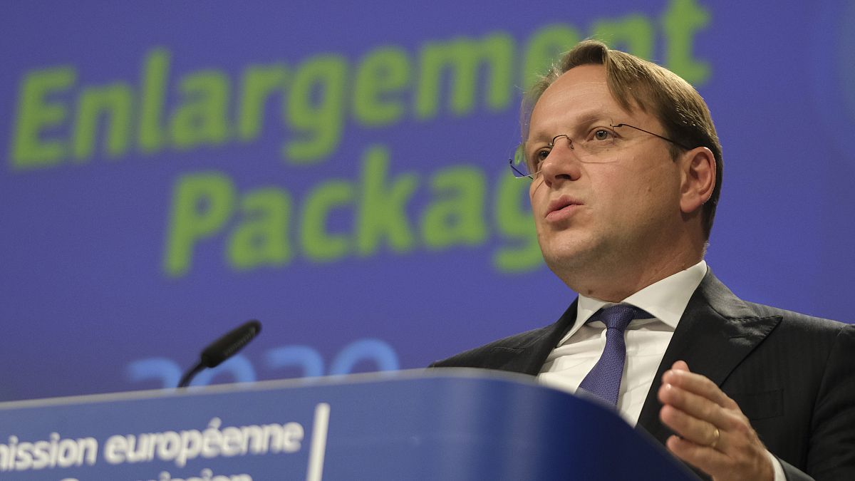 European Commissioner for Neighbourhood and Enlargement Policy Oliver Varhelyi in Brussels on Oct. 6, 2020.