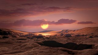 file photo - This artist's concept shows exoplanet Kepler-1649c orbiting around its host red dwarf star.