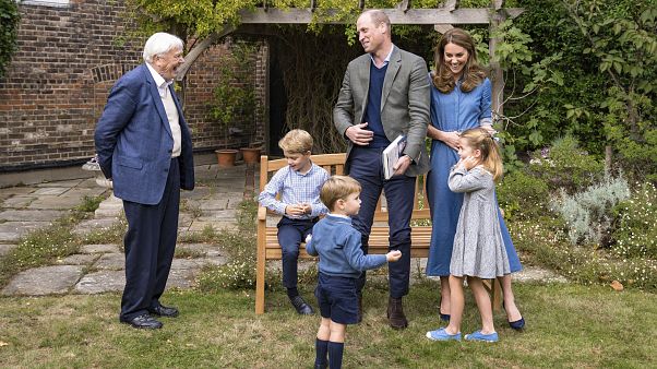 David Attenborough a herceg családja körében David Attenborough a herceg családja körében