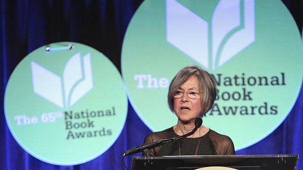 This file photo taken on November 19, 2014 shows US author Louise Gluck giving a speech at the 2014 National Book Awards in New York City. This file photo taken on November 19, 2014 shows US author Louise Gluck giving a speech at the 2014 National Book Awards in New York City.