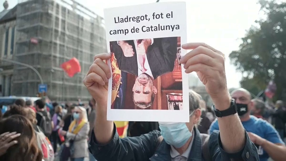 Manifestación contra la visita del rey Felipe VI a Barcelona