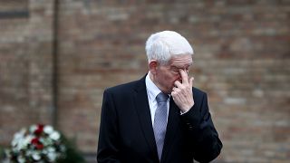 The President of the Central Council of Jews in Germany Josef Schuster stands in front of the synagogue in Halle, eastern Germany, on October 09, 2020