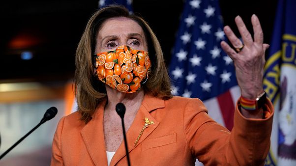 Speaker of the House Nancy Pelosi unveiled the legislation amid questions over Trump's health Speaker of the House Nancy Pelosi unveiled the legislation amid questions over Trump's health